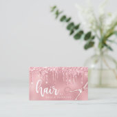 Elegant roze roze roze goudglitter drupt haarstyli visitekaartje (Staand voorkant)
