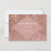 Elegant roze roze roze goudglitter marmer save the date (Voorkant)