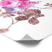 Elegant roze roze roze goudkleurig  floraal poster (Hoek)