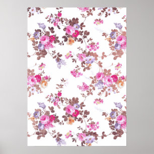 Elegant roze roze roze goudkleurig  floraal poster