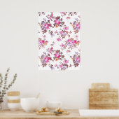 Elegant roze roze roze goudkleurig  floraal poster (Keuken)