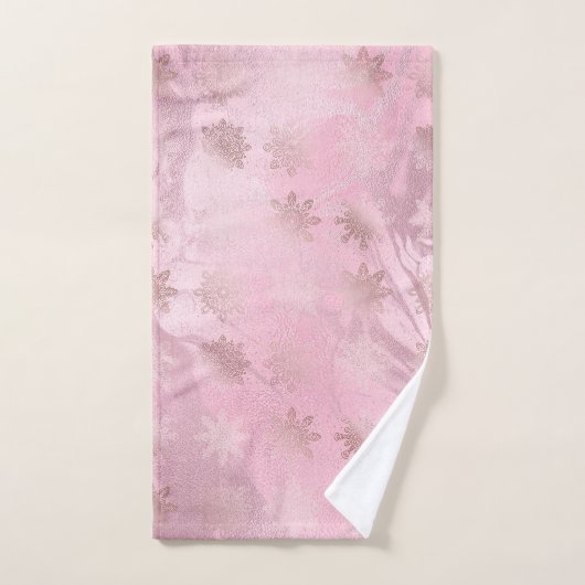 Elegant roze roze roze goudmarmer-sneeuwvlokpatroo handdoek (Handdoek)