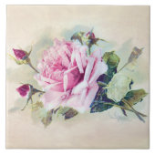 Elegant roze roze roze met rozenknoppen tegeltje (Voorkant)