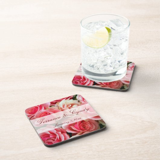 Elegant roze roze roze persoonlijke set kurkOnderz Onderzetter (Rechterzijde)