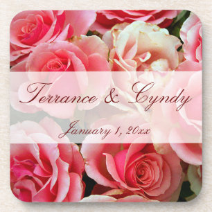 Elegant roze roze roze persoonlijke set kurkOnderz Onderzetter