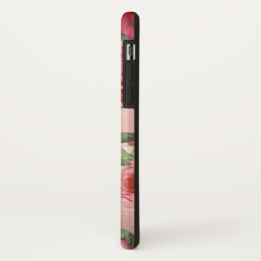 Elegant roze roze rozen bloemen monogrammen Case-Mate iPhone case (Achterkant/links)