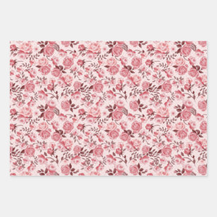 Elegant  roze roze rozen Floral Inpakpapier Vel