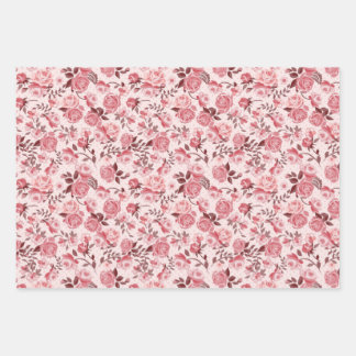 Elegant  roze roze rozen Floral Inpakpapier Vel
