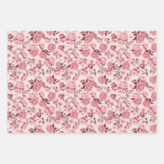 Elegant  roze roze rozen Floral Inpakpapier Vel (Voorkant)