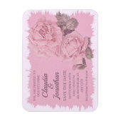 Elegant roze roze rozen florale bruiloft magneet (Verticaal)