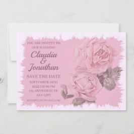 Elegant roze roze rozen florale bruiloft save the date