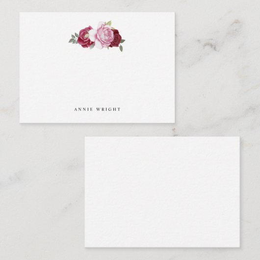 Elegant roze roze rozen, gepersonaliseerde pokerij notitiekaartje (Voorkant / Achterkant)
