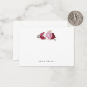 Elegant roze roze rozen, gepersonaliseerde pokerij notitiekaartje (Voorkant / Achterkant in situ)