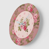 Elegant  roze roze rozen-Oude Roos Achtergrond Grote Klok (Hoek)