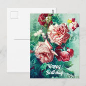Elegant  roze roze rozen Waterverf schilderen Briefkaart (Voorkant / Achterkant)