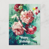 Elegant  roze roze rozen Waterverf schilderen Briefkaart (Voorkant)