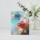 Elegant  roze roze rozen Waterverf schilderen Briefkaart (Staand voorkant)