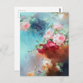 Elegant  roze roze rozen Waterverf schilderen Briefkaart (Voorkant / Achterkant)
