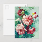 Elegant  roze roze rozen Waterverf schilderen Briefkaart (Voorkant / Achterkant)