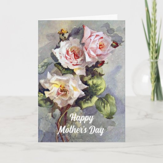 Elegant roze roze rozen Waterverf schilderen Kaart (Voorkant)