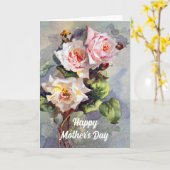 Elegant roze roze rozen Waterverf schilderen Kaart (Gele Bloem)