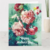 Elegant  roze roze rozen Waterverf schilderen Kaart (Voorkant)