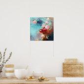 Elegant roze roze rozen Waterverf schilderen Poster (Keuken)