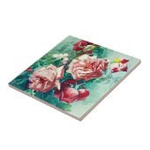 Elegant roze roze rozen Waterverf schilderen Tegeltje (Zijkant)