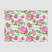 Elegant roze roze rozen witte achtergrond tissuepapier (Voorkant)