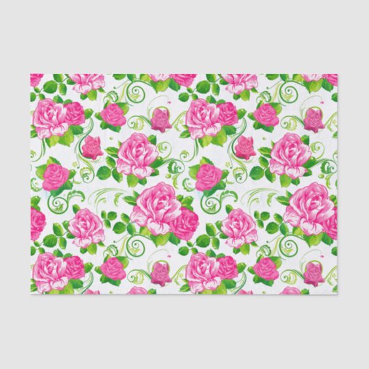 Elegant  roze roze rozen witte achtergrond tissuepapier (Voorkant)