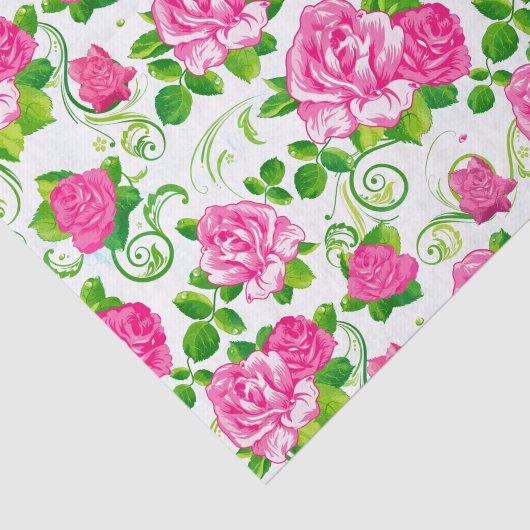 Elegant roze roze rozen witte achtergrond tissuepapier (Detail)