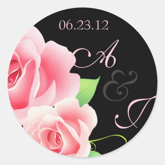 Elegant Roze Roze Sticker [Zwart] (Voorkant)