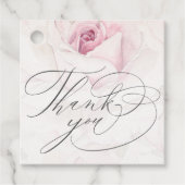 Elegant roze roze Waterverf Floral Script Weduwsch Bedankjes Labels (Voorkant)