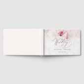 Elegant roze roze Waterverf Floral Script Weduwsch Gastenboek (Volledig)