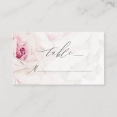 Elegant roze roze Waterverf Floral Script Weduwsch Plaatskaartje (Voorkant)