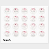Elegant roze roze Waterverf Floral Script Weduwsch Ronde Sticker (Vel)
