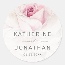 Elegant roze roze Waterverf Floral Script Weduwsch