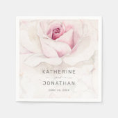 Elegant roze roze Waterverf Floral Script Weduwsch Servet (Voorkant)