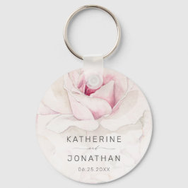 Elegant roze roze Waterverf Floral Script Weduwsch Sleutelhanger
