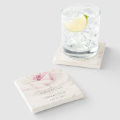 Elegant roze roze Waterverf Floral Script Weduwsch Stenen Onderzetter (Zijkant)