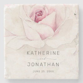 Elegant roze roze Waterverf Floral Script Weduwsch Stenen Onderzetter