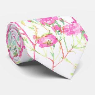 Elegant roze roze Waterverf Floral Wedding Stropdas