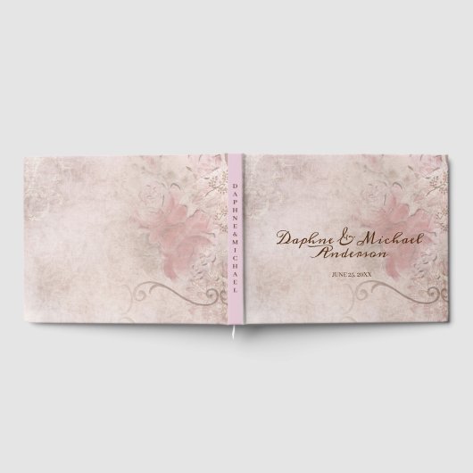 Elegant Roze Roze Wedding Moderne Eenvoudige Digit Gastenboek (Volledig)