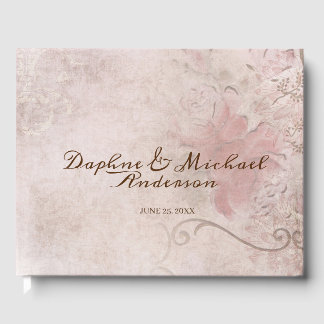 Elegant Roze Roze Wedding Moderne Eenvoudige Digit Gastenboek