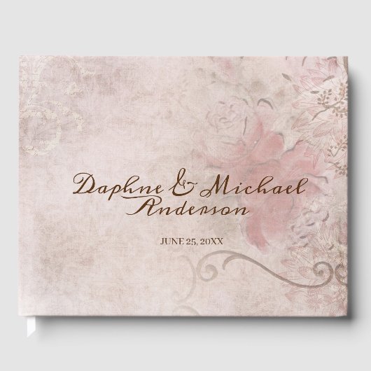 Elegant Roze Roze Wedding Moderne Eenvoudige Digit Gastenboek (Voorkant)