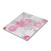 Elegant  Roze Roze Zilver Glitter Vlinder Tegeltje (Zijkant)