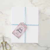 Elegant roze rozen Baby shower Cadeaulabel (Met Touw)