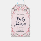 Elegant roze rozen Baby shower Cadeaulabel (Voorkant)