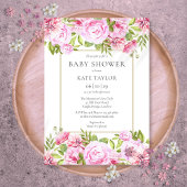 Elegant roze rozen Baby shower Kaart