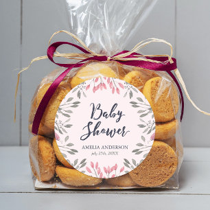 Elegant roze rozen Baby shower Ronde Sticker